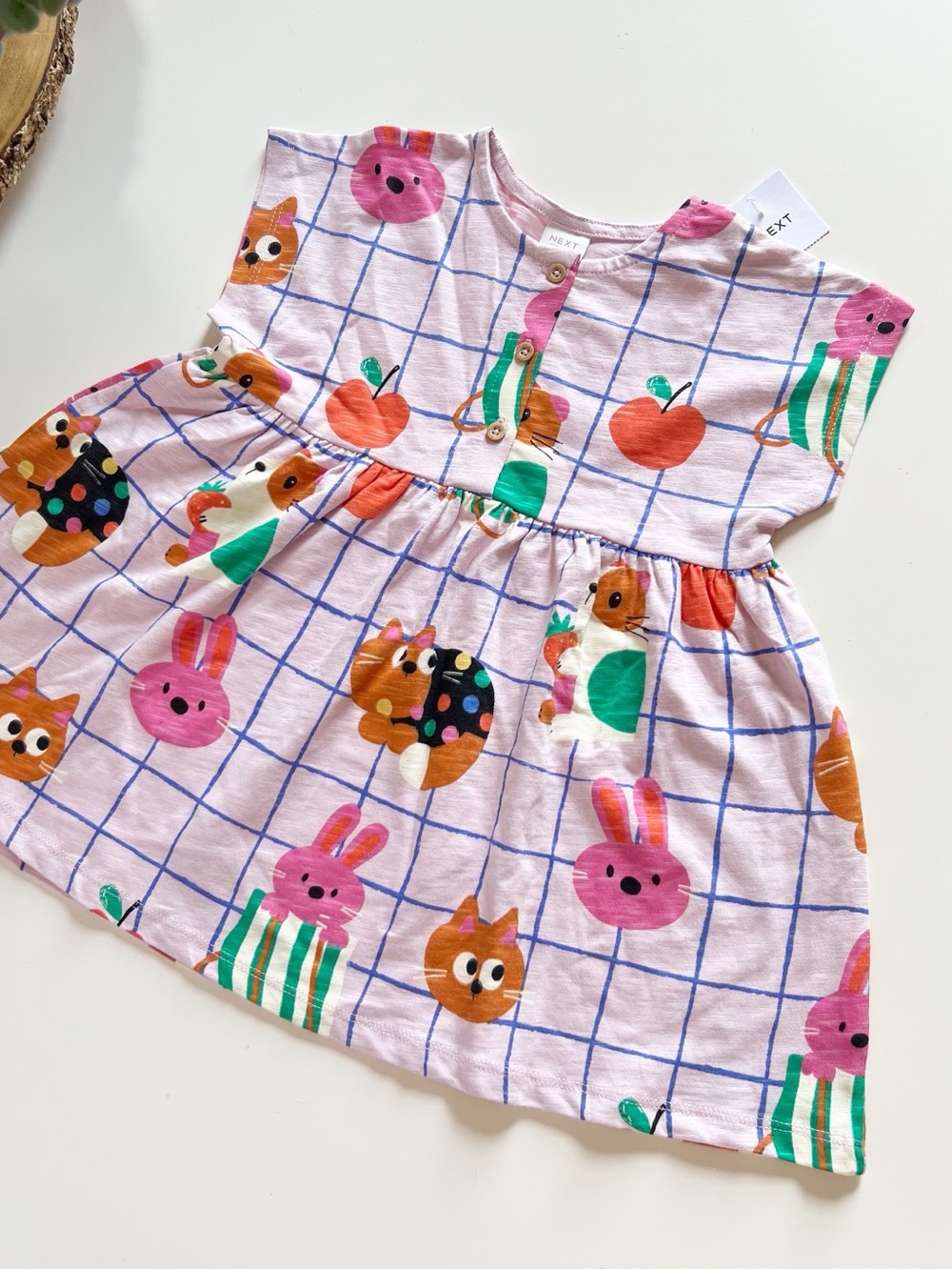 NWT • Next Pink Pet Jersey Dress | 12-18m